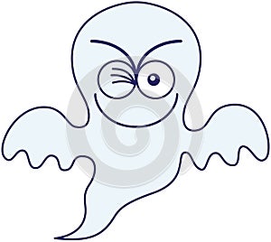 Halloween ghost smiling and winking mischievously