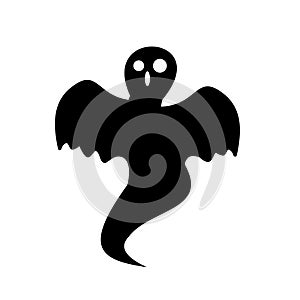 Halloween ghosts. Ghostly monster with Boo scary face shape. Spooky ghost white fly fun cute evil horror silhouette for scary octo