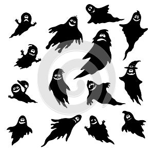 Halloween Ghosts Silhouettes