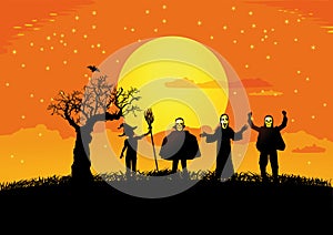 Halloween ghosts silhouettes