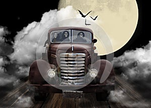 Halloween Ghouls Joyriding in Truck