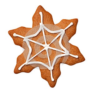 Halloween Gingerbread Cookie Spiderweb Isolated on White Background
