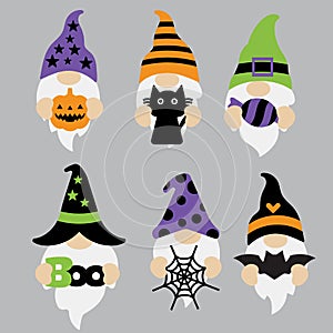 Halloween Gnomes Cute Gnome Cartoon With Pumpkin.vector