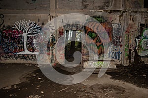 Halloween graffiti in the abandoned power plant located in North Point State Park in Edgemere, Marylnd.