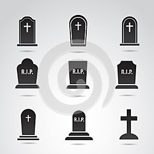 Halloween, grave vector icon set.