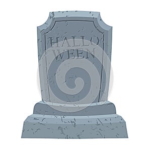 Halloween. Gravestone in cemetery. Illustration for terrible