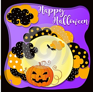 Halloween greeting background with paper elements