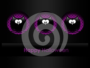 Halloween greetings card with black owls