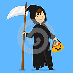 Halloween Grim Reaper Costume Vector Illustration