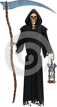 Halloween Grim Reaper Skeleton Isolated