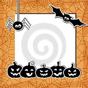 Halloween grunge background with black pumpkins,