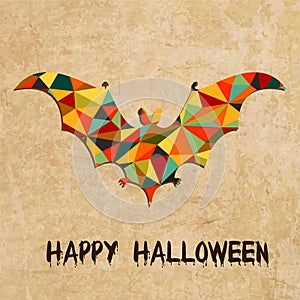 Halloween grunge vector background with bat