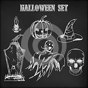 Halloween hand drawn set