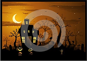 Halloween haunted house background