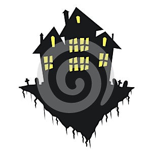 Halloween haunted house isolated on white background.