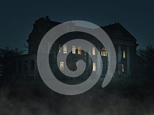 Halloween Haunted House, Mansion, Night