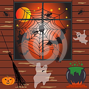 Halloween haunted house vector illustration