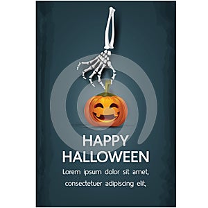 Halloween having fun sale promotion poster with halloween candy and halloween ghost balloons and pumpkin orange background,Scary a