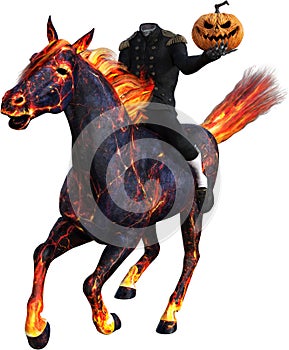 Halloween Headless Horseman, Pumpkin, Isolated