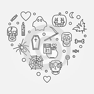 Halloween Heart vector illustration in thin line style photo