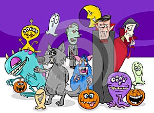 Halloween holiday cartoon monster characters group