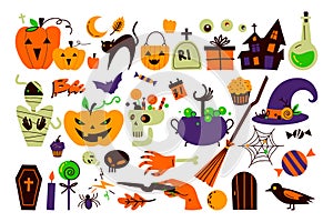 Halloween holiday doodle set