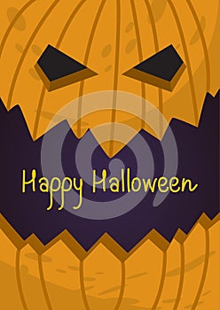 Halloween holiday gift card with pumpkin evil lantern