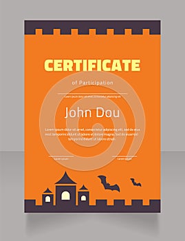 Halloween holiday party participation certificate design template