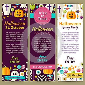 Halloween Holiday Vector Party Invitation Template Flyer Set