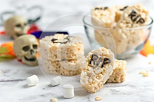 Halloween homemade marshmallow rice crispy treat bar