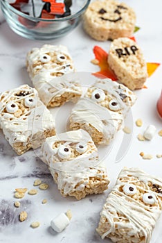 Halloween homemade marshmallow rice crispy treat bar