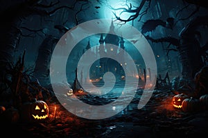 Halloween horror environment spooky Halloween banner