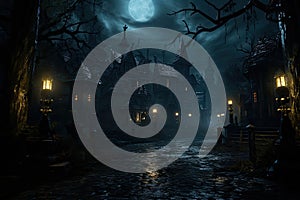 Halloween horror environment spooky Halloween banner