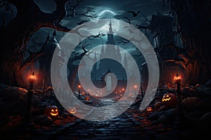 Halloween horror environment spooky Halloween banner