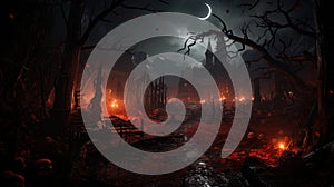 Halloween horror environment spooky Halloween banner