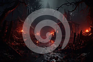 Halloween horror environment spooky Halloween banner