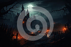 Halloween horror environment spooky Halloween banner