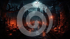 Halloween horror environment spooky Halloween banner