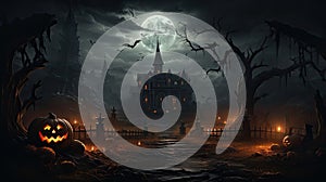 Halloween horror environment spooky Halloween banner