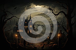 Halloween horror environment spooky Halloween banner