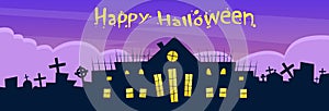 Halloween House Cemetery Graveyard Card Banner