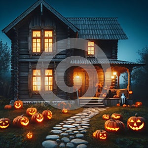 Halloween house sits spooky on street, waiting for trick and treaters