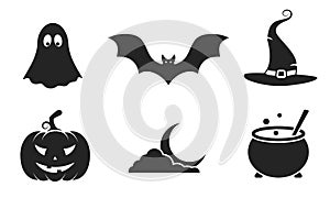 halloween icon set. wizardry, scary and autumn symbols for web design photo