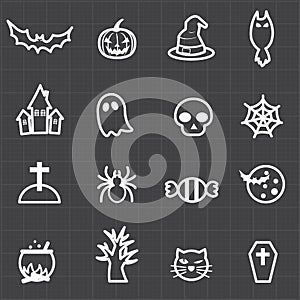 Halloween icons and black background