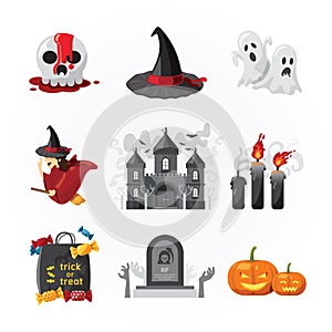 Halloween icons design colour vector