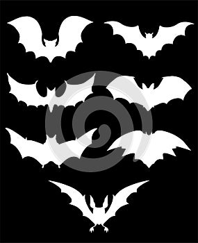 Halloween icons set of bats