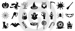 Halloween icons set, decoration signs - 