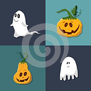 Halloween icons set, design elements, vector illustration