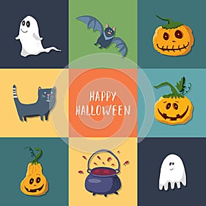 Halloween icons set, design elements, vector illustration