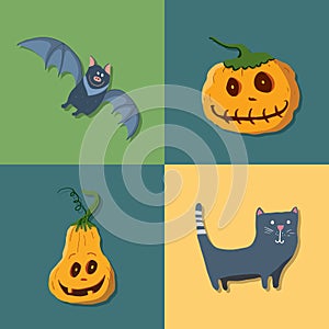 Halloween icons set, design elements, vector illustration
